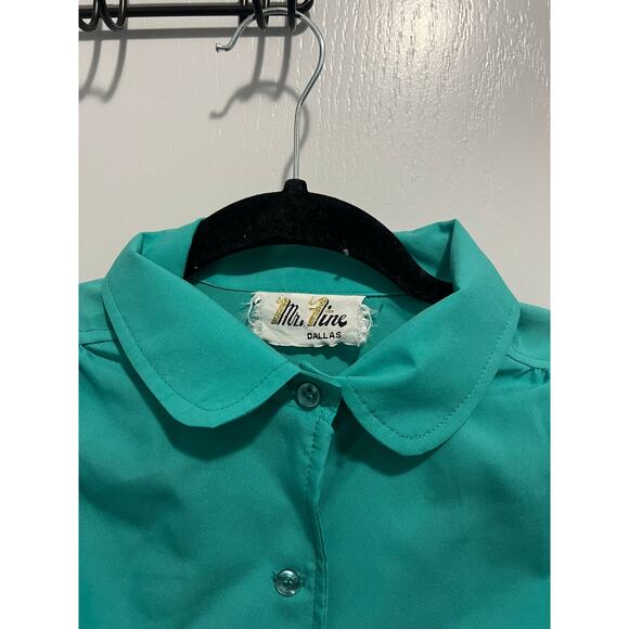 Vintage teal Mr. Fine Dallas blouse - Picture 3 of 4